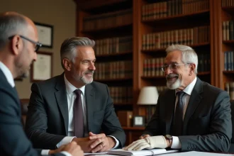 Avocat spécialisé conseillant un travailleur accidenté lors d'une consultation juridique pour le rachat d'une rente AT