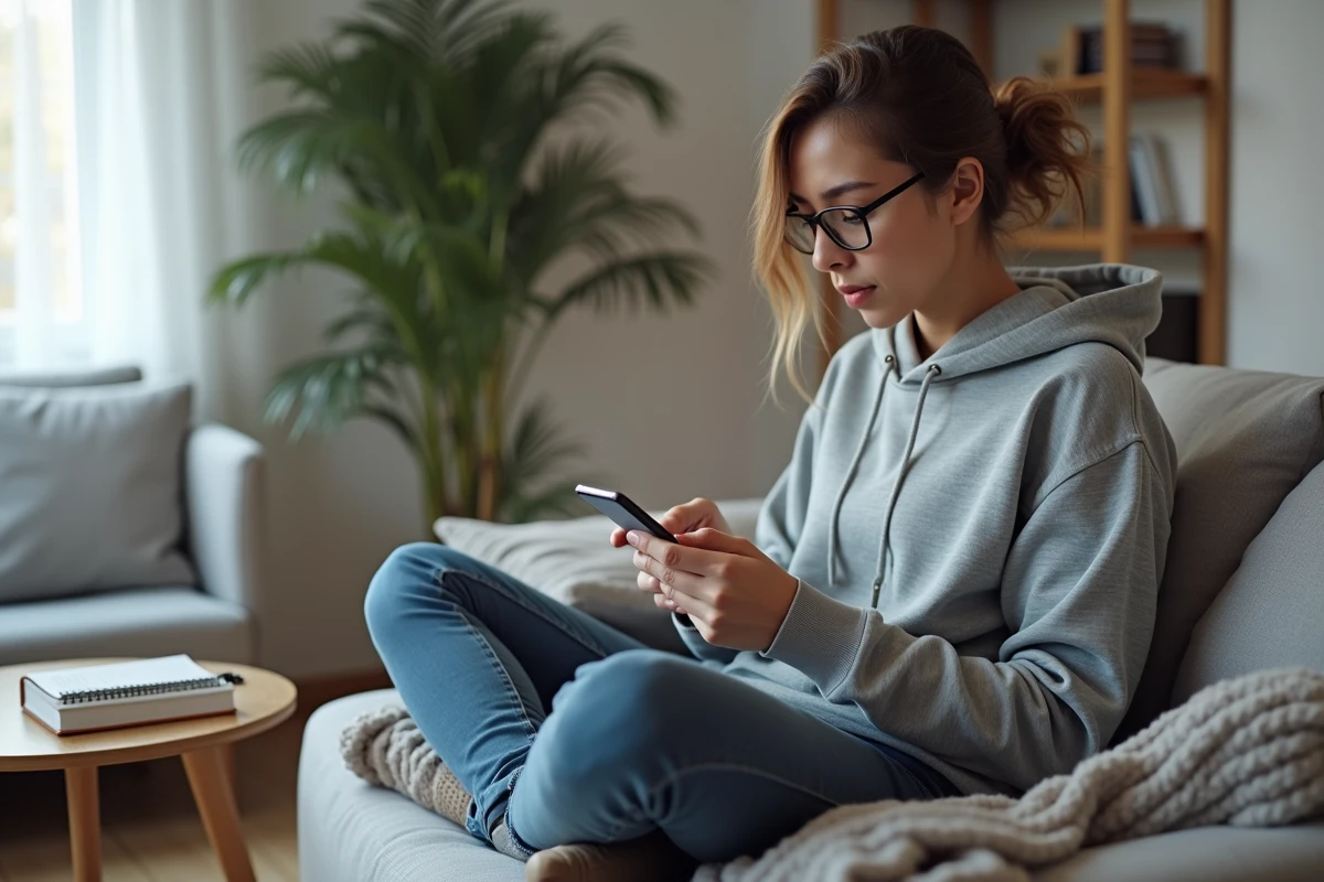 Travailleur indépendant consultant l'application mobile CIC pour une ouverture de compte sans revenus réguliers