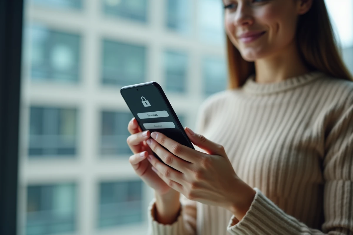 Gros plan sur un smartphone affichant une interface de connexion à un portail de fiches de paie