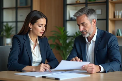 Consultation entre une femme assureur et un client au bureau