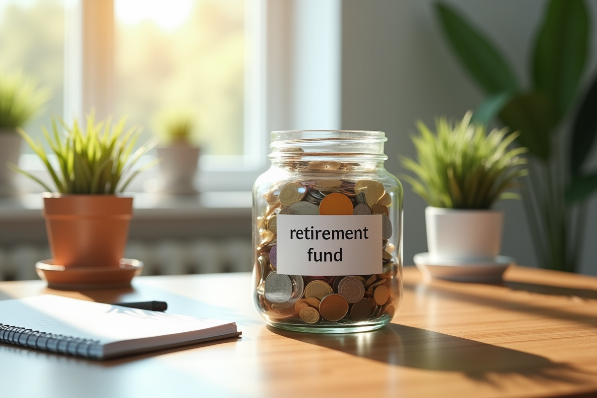 Pot de fonds de retraite rempli de billets et pièces en euros
