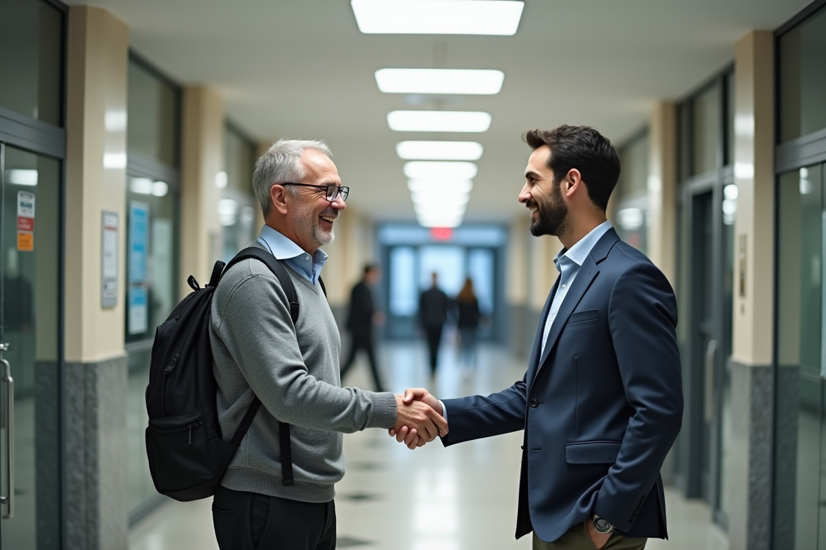 Homme mature serrant la main d