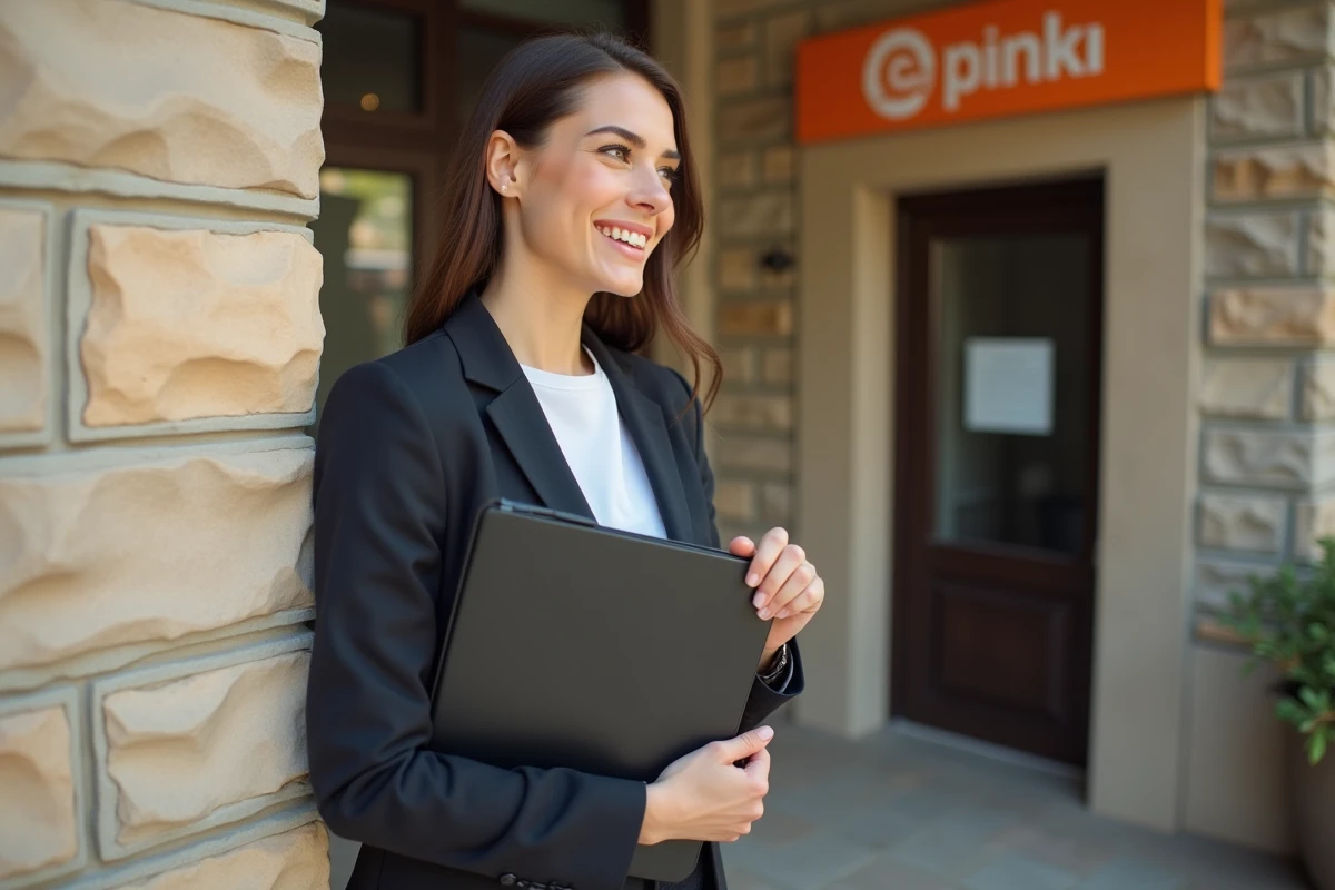 Jeune femme souriante près d