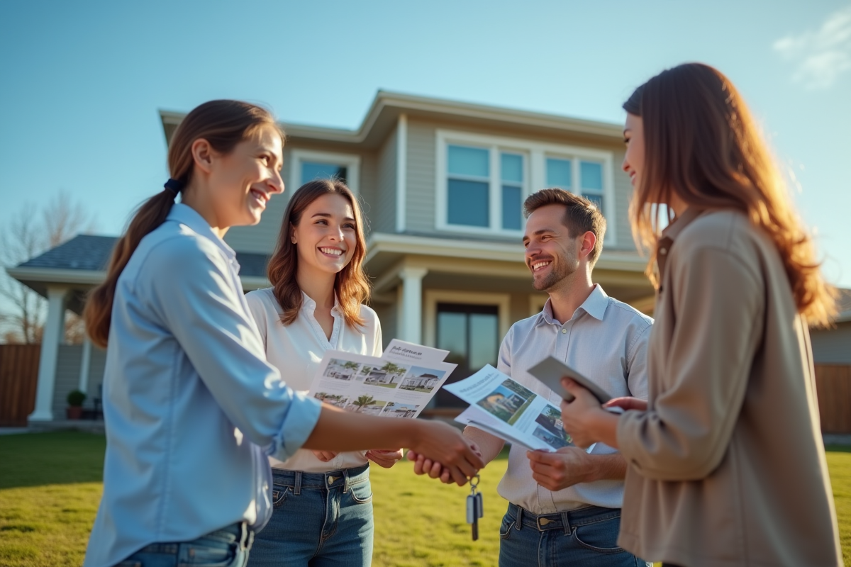 Agent immobilier remettant les clés d